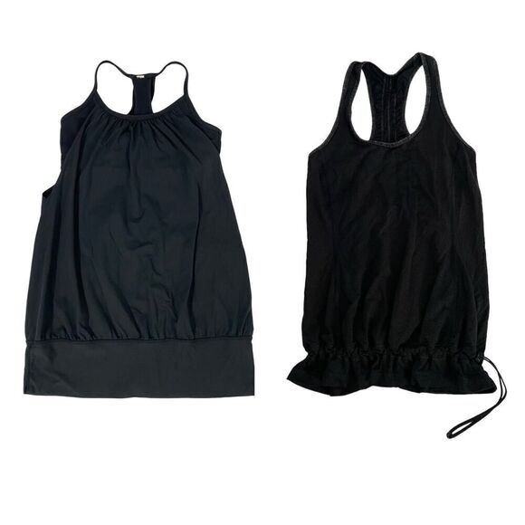 Lululemon Lot of 2 Tank Tops Black No Limits Tank & Run Energy Tank Gym Size 4-6 - Picture 1 of 10
